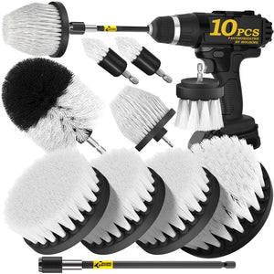 10Pieces Drill Brush Attachments Set Power Scrubber Brush with Extend Long Attachment